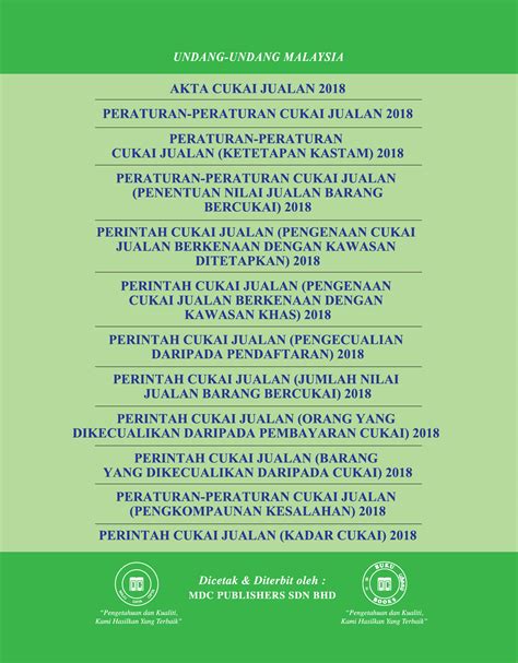 Laws Of Malaysia Akta Cukai Jualan 2018 Dan Peraturan Peraturan