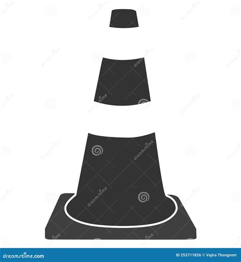 Construction Cone With Black And White Vector Stock Vector