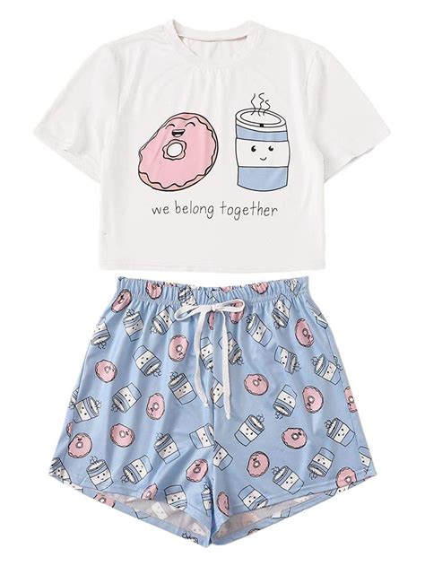 Didk Coffee And Doughnut Pajama Set Best Cute Pajama Sets For Women