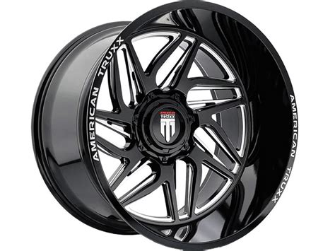 American Truxx Milled Gloss Black AT 1917 Goliath Wheels Rugged Ridge