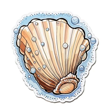 Muschelaufkleber Illustrationsvektor Premium Vektor