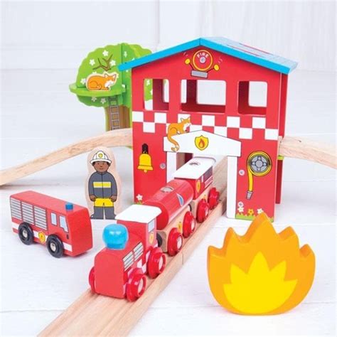 Bigjigs Toys Fire Station Train Set My Happy Helpers