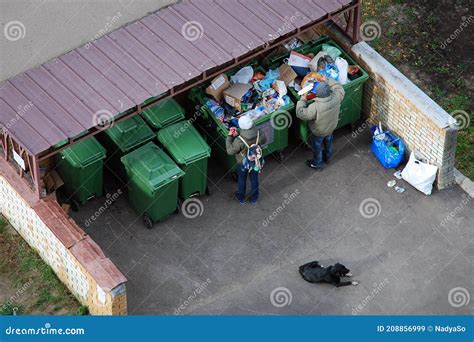 Homeless People Digging Trash Cans Editorial Stock Image Image Of