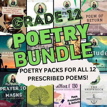 Poetry Pack Bundle Grade 12 English HL 2023 NSC Prescribed Poetry