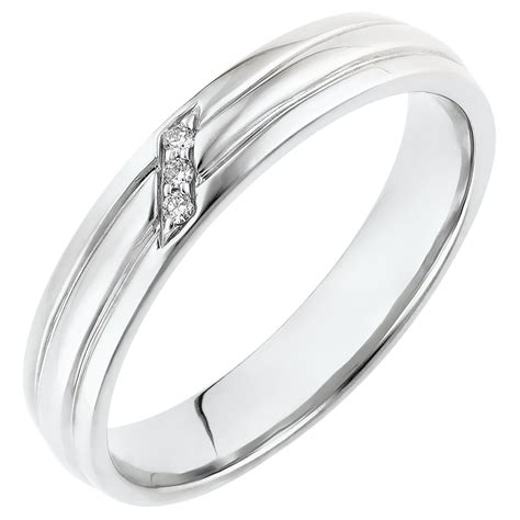 Bague Clair Obscur Griffe Diamants Or Blanc 9 Carats Et Diamants