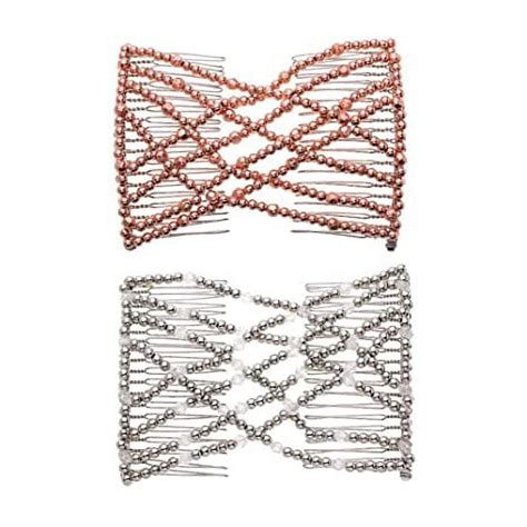 2pcs Fashion Magic Beaded Elasticity Double Hair Comb Clip Stretchy Women Hair Accessories