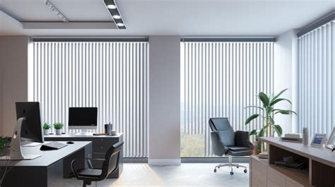 Premium Photo Modern Office Aesthetics Vertical Blinds With A Sleek