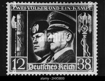 Stamp With Hitler And Mussolini Stock Photo Alamy