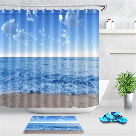 INPERCUST Coastal Serenity Bathroom Shower Curtain Transform Your