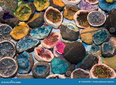 Geodes, Formation of Minerals of Different Colors Stock Photo - Image of eruption ...