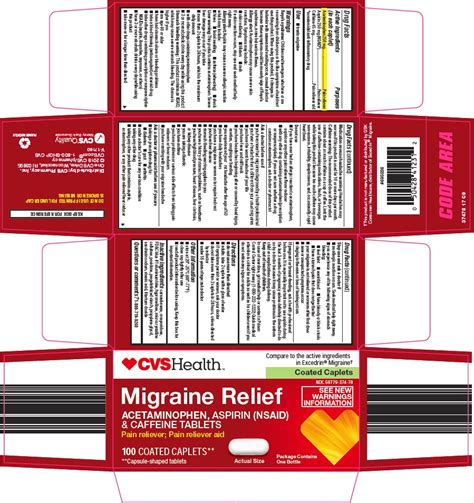 Migraine Relief Acetaminophen Aspirin Caffeine Tablet Film Coated