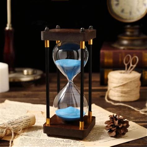 Blue Wood 9 Inches Brass Hourglass Sand Timer Size Dimension 3 74 W