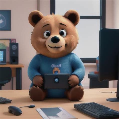 Ucanbaklava Stablediffusionapi Disney Pixar Cartoon Bear With Computer