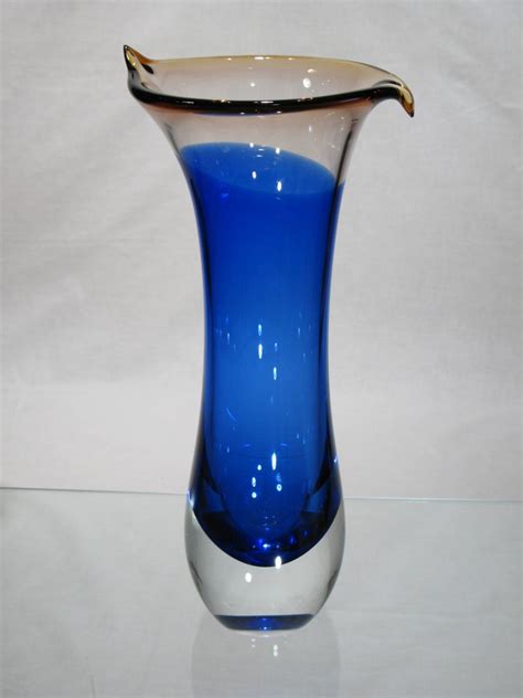 Vase Murano Verre Vase Murano Bleu Vase Cristal Murano Bleu