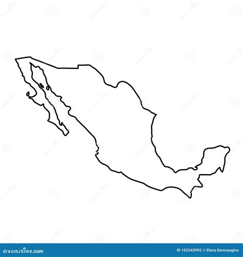 El Mapa De México Del Contorno Negro Curva El Ejemplo Stock de