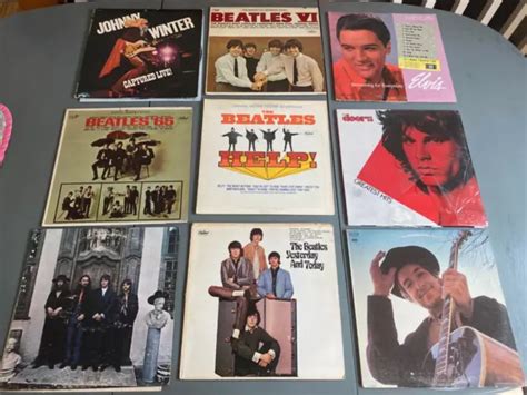 Lot De 9 Disques Vinyles Beatles Doors Dylan Elvis Rock Classique Neuf