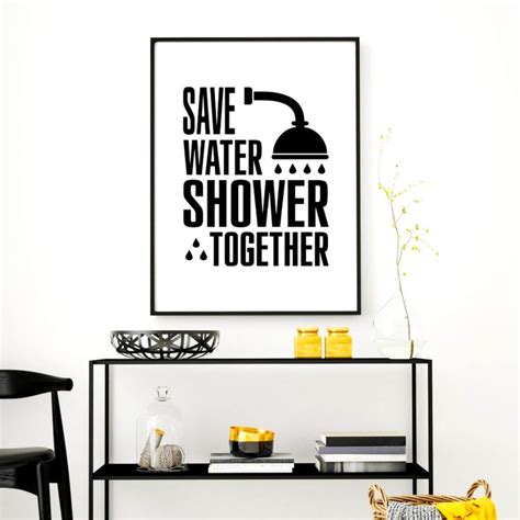 Funny Bathroom Art Save Water Shower Together Bathroom Wall Etsy