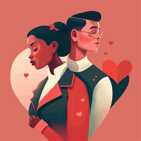 Premium Vector Valentines Day Cute Couple In Love Vector Illustration