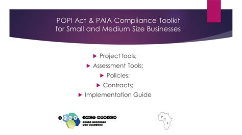 Popi Act And Paia Compliance Toolkit For Small And Medium Size