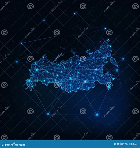 Esquema Del Mapa De Red De Rusia Que Brilla Intensamente Comunicaci N