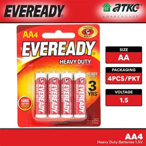 Eveready Aa4 Heavy Duty Batteries 15v 4pcspkt