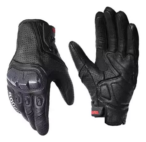 Guantes Moto Piel Fibra Carbono De Impermeable Protecciones Envío gratis