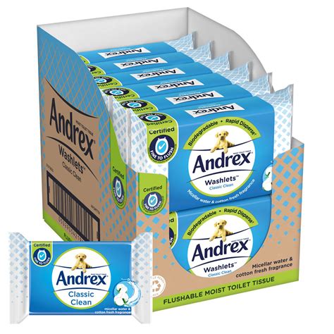 Total 480 12 Pack Andrex Washlets Flushable Toilet Tissue Wipes Gentle ...