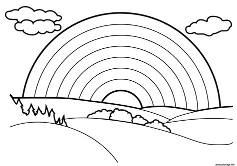 Coloriage Arc En Ciel Beau Paysage Dessin Arc En Ciel à imprimer