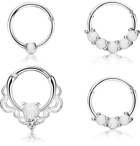 CASSIECA 4 Piezas 16G Aros De Piercing Septum Nariz De Acero Inoxidable