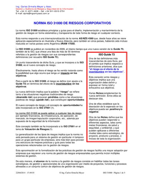 Iso Riesgos Corporativos Gest I N Y Audit Or A De Riesgos Y