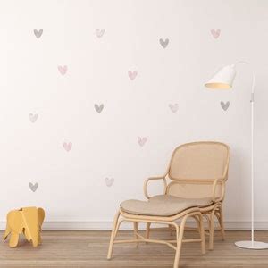 Pink Grey Watercolour Heart Wall Sticker Nursery Wall Sticker Girl Wall