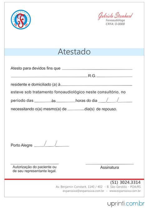 Atestados para Fonoaudiólogos M11544 UPrinti