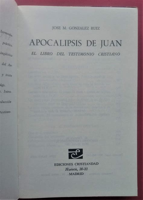 El Apocalipsis De San Juan El Libro Del Testimonio Cristiano De