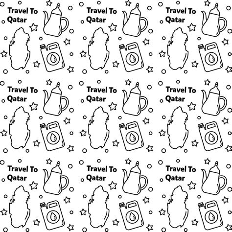 Travel To Qatar Doodle Seamless Pattern Vector Design Vector