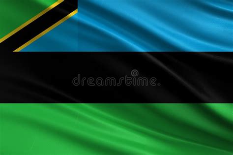 Zanzibar Flag With Fabric Texture Official Colors D Illustration