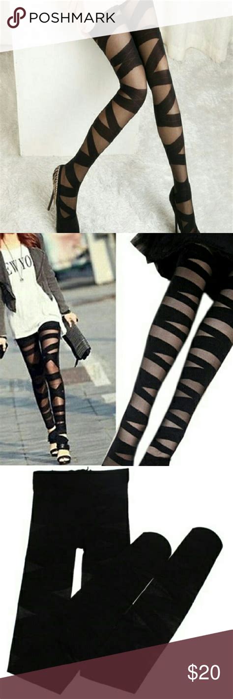 New Restocked On Trend Black Bandage Stocking Os