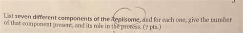 Solved List seven different components of the Replisome, and | Chegg.com