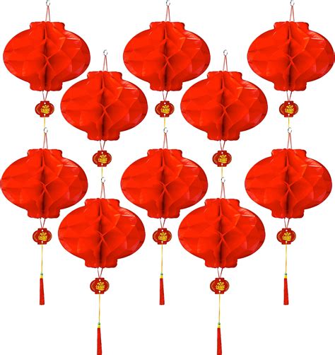 15 Pieces Red Chinese Lanterns For Chinese New Year Decorations 2023 Year Of The Rabbit Paper