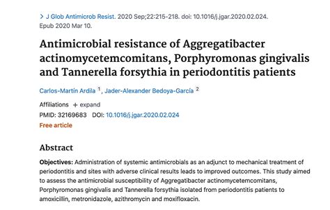 Antimicrobial resistance of Aggregatibacter actinomycetemcomitans