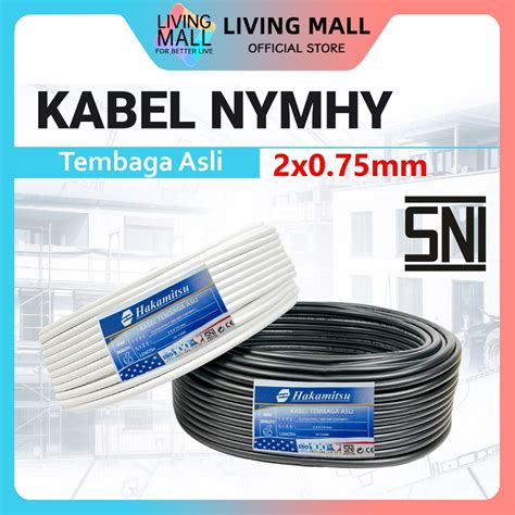 Jual Kabel Tembaga Asli Kabel Listrik Kabel NYMHY 2x0.75 mm Putih Hitam ...