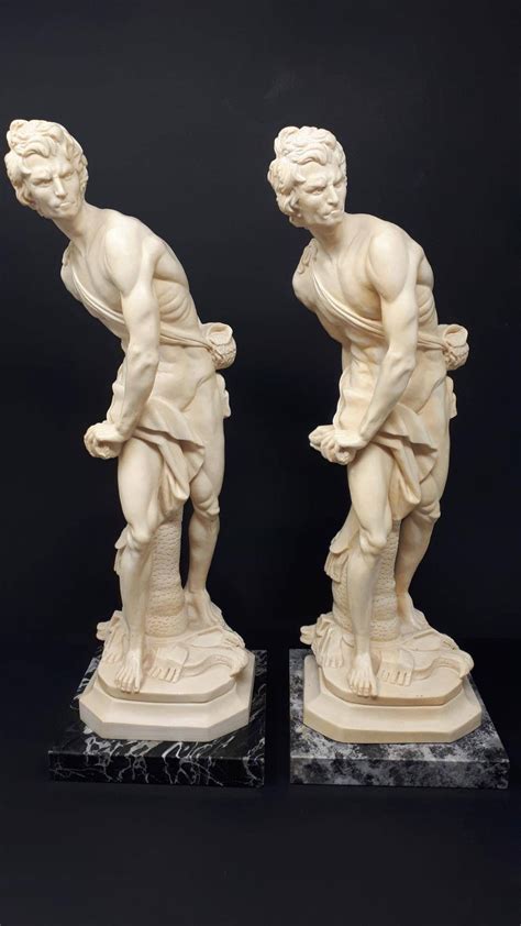 A Santini David And Goliath Sculpture Made In Italy Set Of 2 Vintage Etsy