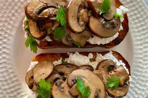 Sauteed Mushrooms And Goat Cheese Toast Australian Mushrooms