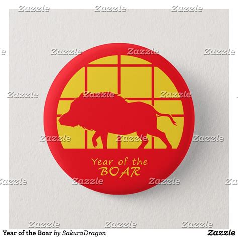 Year of the Boar Button | Zazzle | Year of the boar, Custom buttons ...