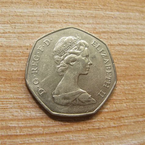 1973 Fifty Pence Coin British Coins Vintage UK Coin United - Etsy