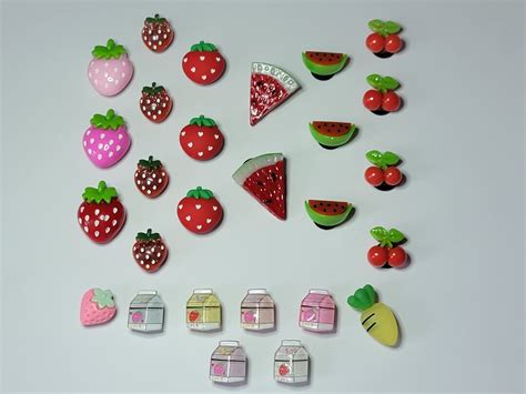 Kawaii Shoe Charms For Croc Clogs Strawberries Cherries Watermelons