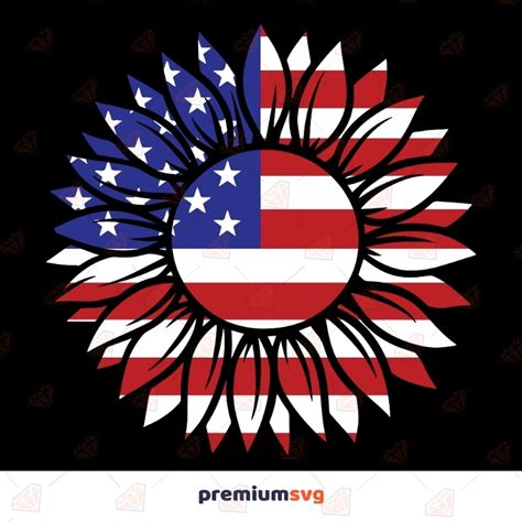 Usa Sunflower Flag Svg Patriotic Sunflower Svg Vector Files Premiumsvg