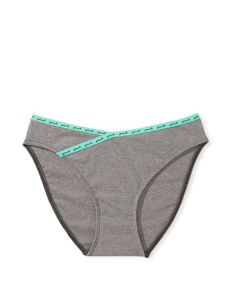 Fitilli Logolu Pamuklu Bikini Külot Gri Victoria s Secret Pink