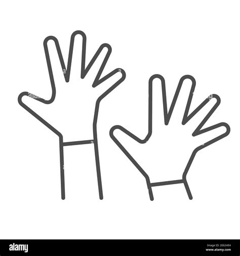 Children hands up thin line icon, 1st June children protection day ...