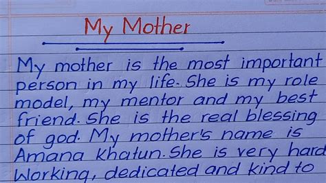 Essay On My Mother My Mother Essay In English My Mother