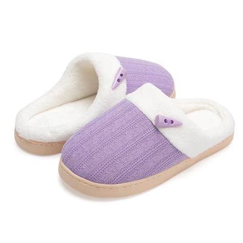 Ninecifun House Slippers For Women On Memory Foam Indoor Outdoor Fuzzy